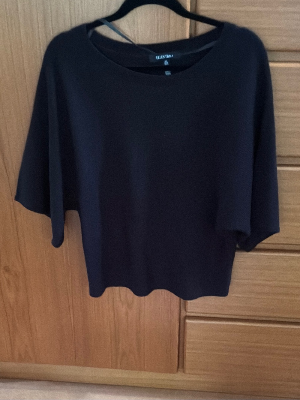 Ellen Tracy Black Short-Sleeve Boxy sweater